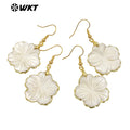 WT-MPE137 New Product Natural Shell With Flower Shape Earring With 18k Gold Plated For Women Birthday Gifts