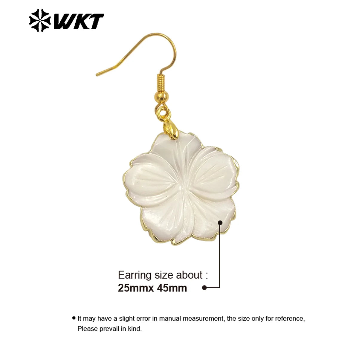 WT-MPE137 New Product Natural Shell With Flower Shape Earring With 18k Gold Plated For Women Birthday Gifts